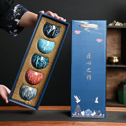 Ceramiczne czarki do herbaty w kolorach orientalnych do picia kung fu