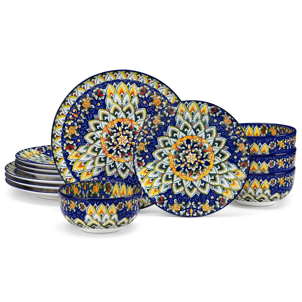 Ceramiczny zestaw obiadowy w stylu boho do kuchni na codzienny użytek