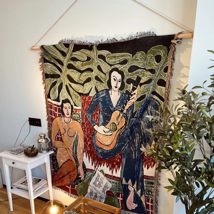 Wielokolorowa narzuta bawełniana boho do salonu na przytulny kąt