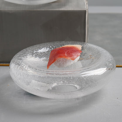 Szklany talerz do sushi i dań azjatyckich w stylu japandi do kuchni
