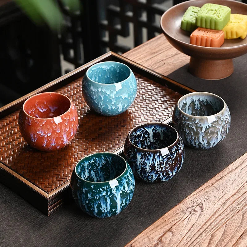 Ceramiczne czarki do herbaty w kolorach orientalnych do picia kung fu