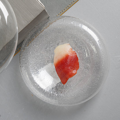 Szklany talerz do sushi i dań azjatyckich w stylu japandi do kuchni
