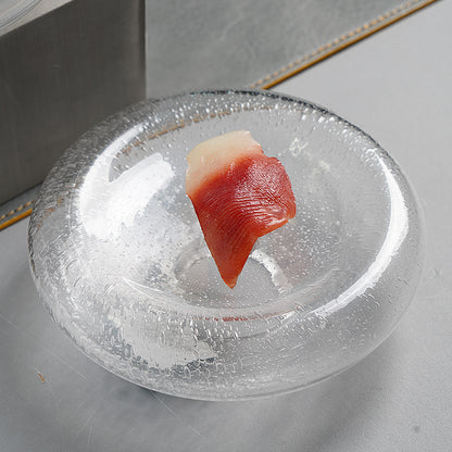 Szklany talerz do sushi i dań azjatyckich w stylu japandi do kuchni