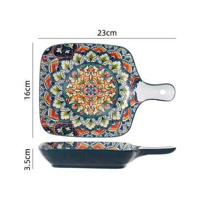 Ceramiczny zestaw talerzy i mis do kuchni w stylu boho