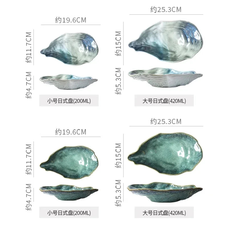 Ceramiczny talerz w kształcie muszli do serwowania przekąsek w kuchni