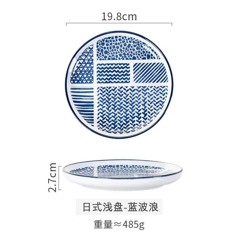 Talerz ceramiczny niebieski japandi do kuchni na stół